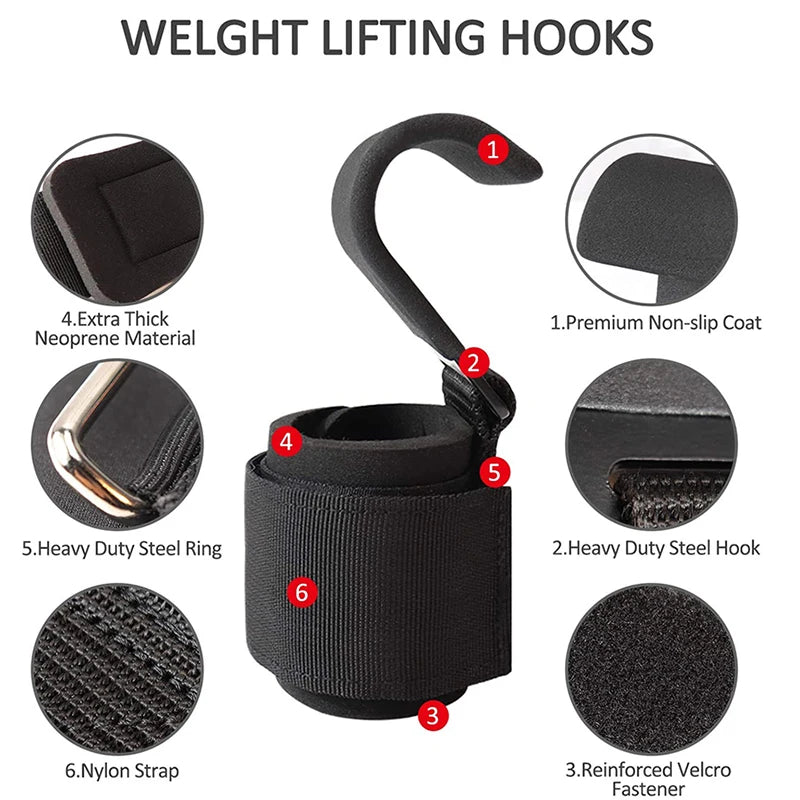 WEIGHT LIFTING HOOK GRIPS WITH WRIST WRAPS